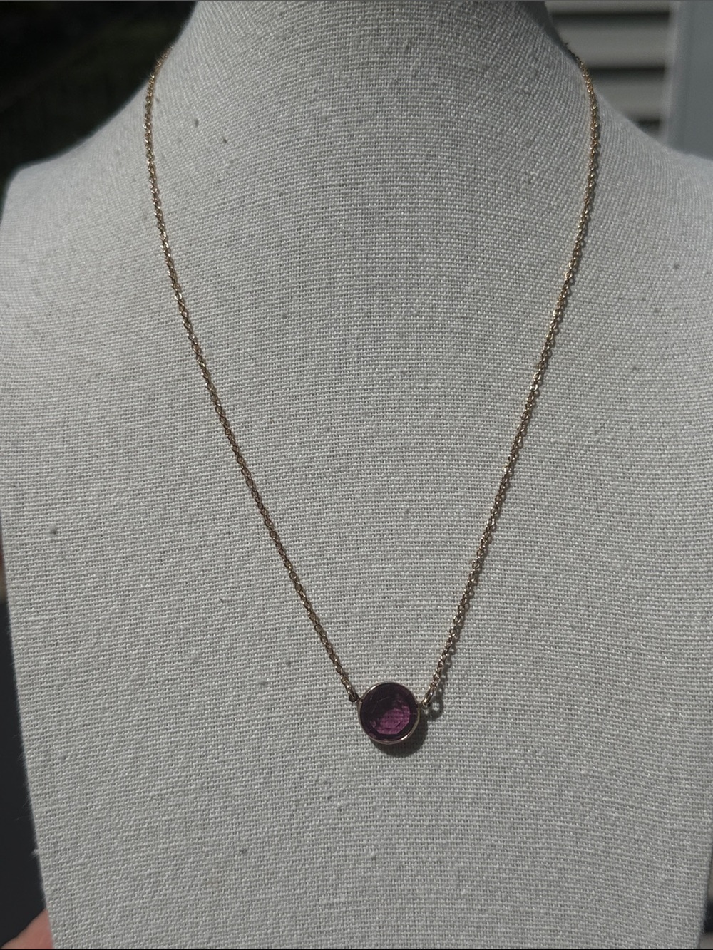 Vintage Avon faux amethyst bezel birthstone necklace